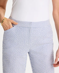 Chico's Outlet Blue Striped Seersucker Straight Ankle Pants