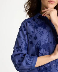 Chico's Online Indigo 3D Floral Embroidered Top