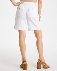 Chico's On Sale Alabaster Pull-On Scallop Button Jean Shorts