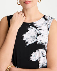 Chico's For Sale Black Travelers™ Knit Abstract Floral Swing Tank