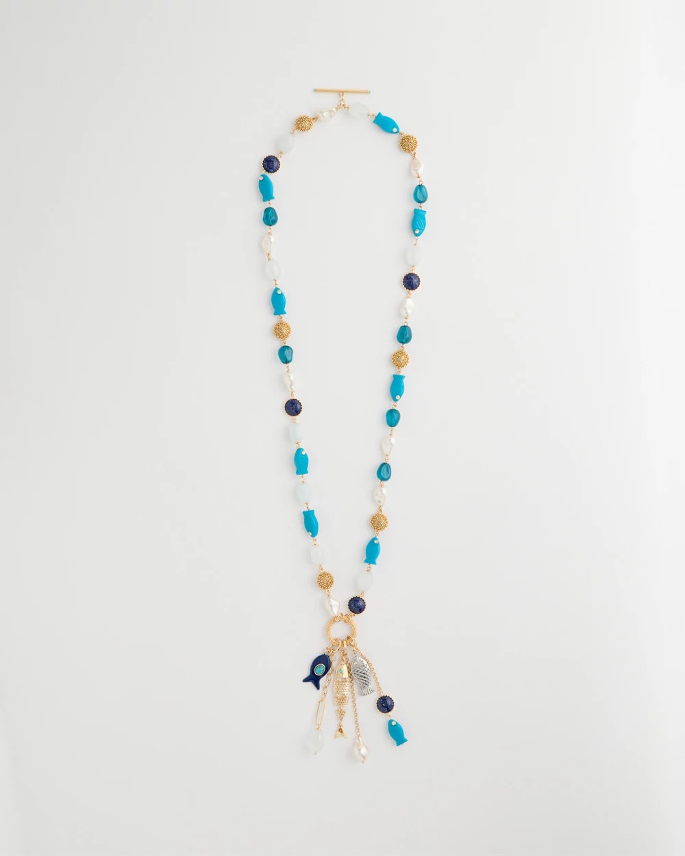 Chico's For Sale Blue Multi Convertible Turquoise Fish Charm Necklace