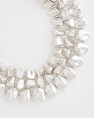Chico's Outlet Silver Chunky Silver Multi-Strand Necklace