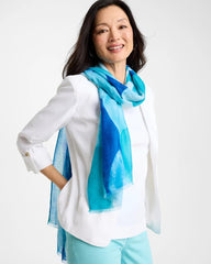 Chico's Online Blue Sea Spray Oblong Scarf