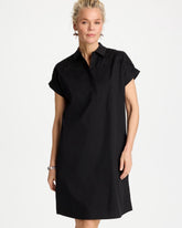 Chico's Online Black Popover Embroidered Poplin Dress