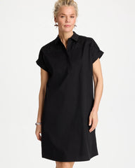 Chico's Online Black Popover Embroidered Poplin Dress