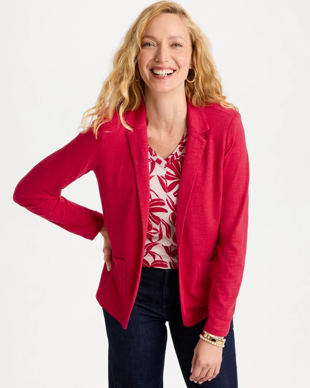 Chico's Sale Cherry Lush Slub Knit Blazer