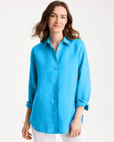 Chico's For Sale Blue Tide No Iron™ Linen Shirt
