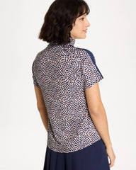 Chico's Discount Passport Blue Zenergy® UPF Contrast Dot Half Zip Polo