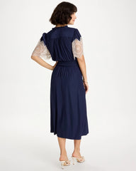Chico's On Sale Passport Blue Sea Island Crinkled Midi Dress