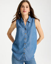 Chico's Online Burano Indigo Tencel Denim Sleeveless Shirt