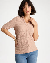 Chico's On Sale Mocha Mousse Textured Camp Tee
