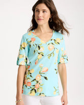 Chico's Sale Bondi Blue Pima Printed Elbow-Sleeve Tee