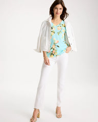 Chico's Sale Bondi Blue Pima Printed Elbow-Sleeve Tee