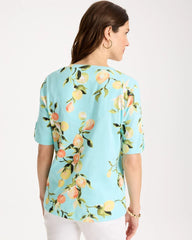 Chico's Sale Bondi Blue Pima Printed Elbow-Sleeve Tee