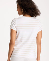 Chico's Online Alabaster Cotton Stretch Striped Cap Sleeve Tee