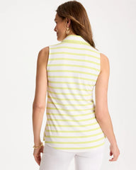 Chico's Discount Soft Lime Striped Lime Collared Tunic Tank