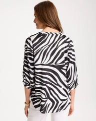 Chico's For Sale Black Satin Animal Print Tie-Front Top