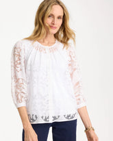 Chico's Outlet Alabaster Lace Burnout Blouse