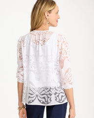 Chico's Outlet Alabaster Lace Burnout Blouse