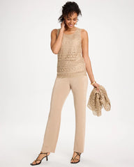 Chico's Discount Gold Travelers™ Metallic Crochet Sweater Tank