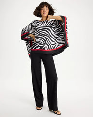 Chico's Sale Black Woven Animal Print Poncho