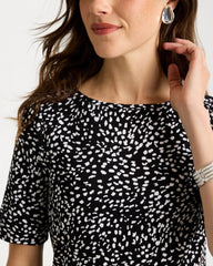 Chico's On Sale Black Printed Pima Elbow Sleeve Tee