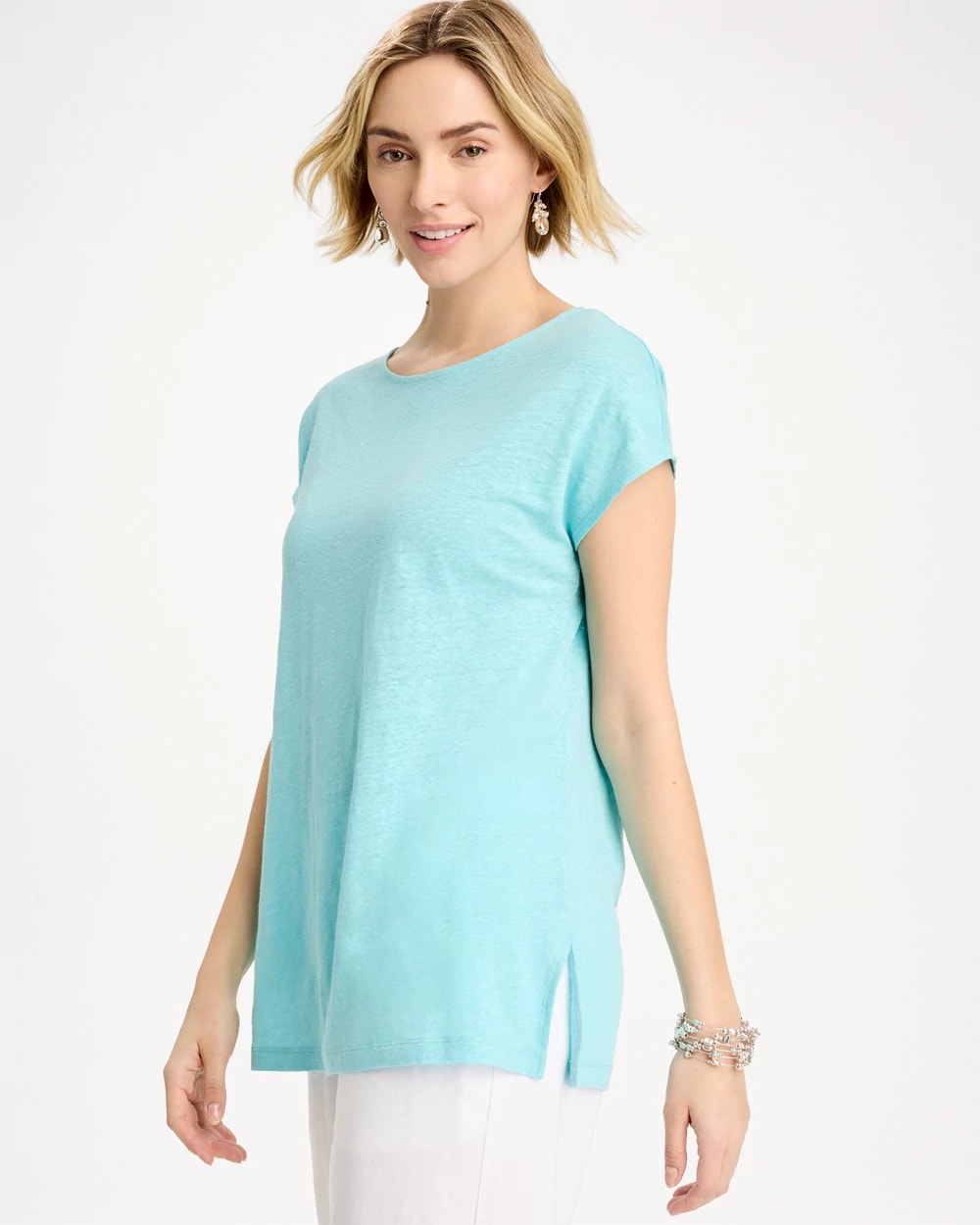 Chico's Sale Bondi Blue Linen Dolman Tee