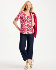 Chico's Outlet Cherry Lush Printed Cotton Slub V-Neck Tee