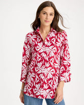 Chico's On Sale Cherry Lush No Iron™ Stretch Palm Print Shirt