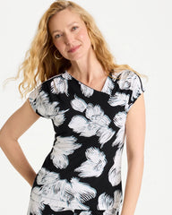 Chico's Online Black Travelers™ Knit Abstract Floral Asymmetrical Top