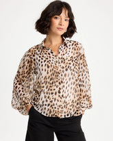 Chico's On Sale Black Georgette Animal Print Blouse