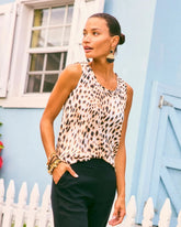 Chico's For Sale Black Animal Print Jersey Satin Tank Top