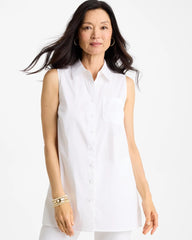 Chico's Discount Alabaster Poplin Cotton Collared Tunic