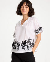 Chico's Outlet Alabaster Cotton Voile Applique Blouse