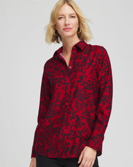 Chico's On Sale Carmine Red No Iron™ Vinstra Scrolls Shirt