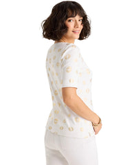 Chico's For Sale Alabaster Stamped Pima Elbow Sleeve Tee