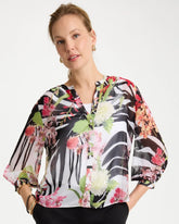 Chico's Discount Cherry Lush Georgette Lightweight Printed Blouse