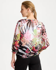 Chico's Discount Cherry Lush Georgette Lightweight Printed Blouse