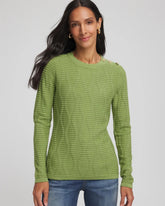 Chico's Sale Green Fig Button Shoulder Crewneck Pullover