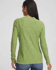 Chico's Sale Green Fig Button Shoulder Crewneck Pullover