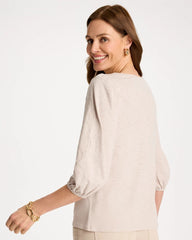 Chico's Online Smokey Taupe Etched Flora Balloon Top