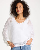 Chico's Discount Alabaster V-Neck Metallic Knit Poncho