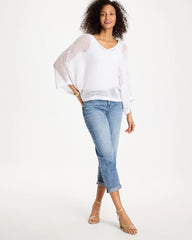 Chico's Discount Alabaster V-Neck Metallic Knit Poncho