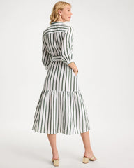 Chico's Sale Alabaster Striped Cotton-Gauze Shirtdress