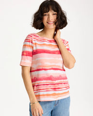 Chico's Discount Calypso Coral Grotto Mist Pima Elbow Sleeve Tee