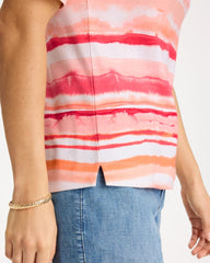 Chico's Discount Calypso Coral Grotto Mist Pima Elbow Sleeve Tee