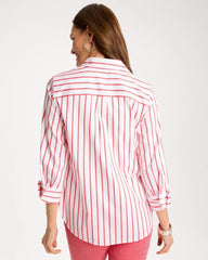 Chico's Outlet Calypso Coral No Iron™ Stretch Striped Shirt