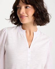 Chico's For Sale Alabaster Ruffled V-Neck 3/4 Sleeve Top
