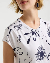 Chico's Discount Passport Blue La Playa Refined Button Tee