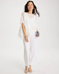 Chico's Sale Alabaster Crochet Lace Hem Poncho